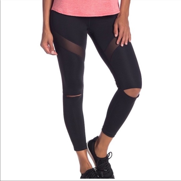 Zella Black Slit Knee Mesh Casual Active leggings size S - Picture 1 of 12
